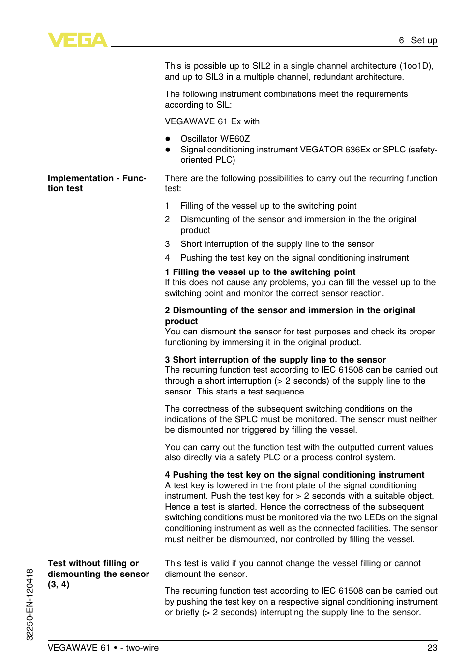 VEGA VEGAWAVE 61 - two-wire User Manual | Page 23 / 40