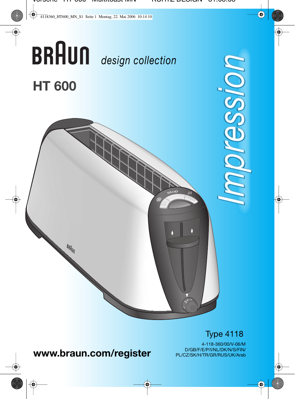 Braun HT 600 METAL LINE User Manual | 46 pages