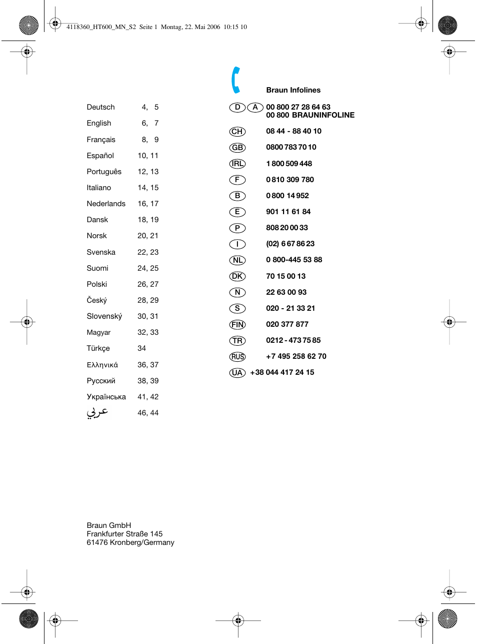 Braun HT 600 METAL LINE User Manual | Page 2 / 46