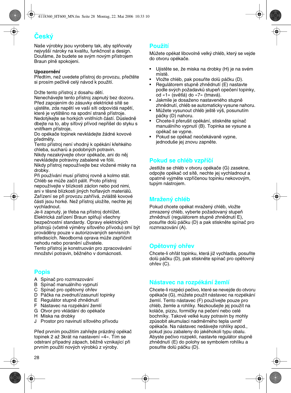 Âesk | Braun HT 600 METAL LINE User Manual | Page 28 / 46