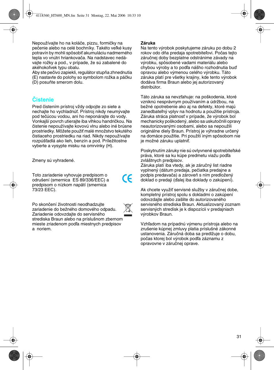 Braun HT 600 METAL LINE User Manual | Page 31 / 46