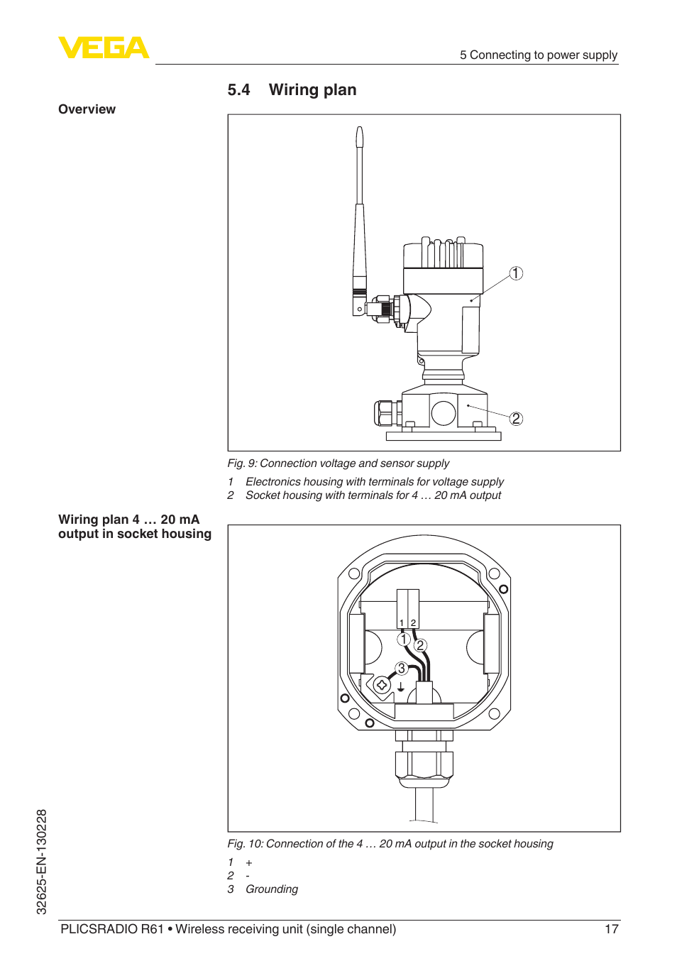 4 wiring plan | VEGA PLICSRADIO R61 Wireless receiving unit User Manual | Page 17 / 40