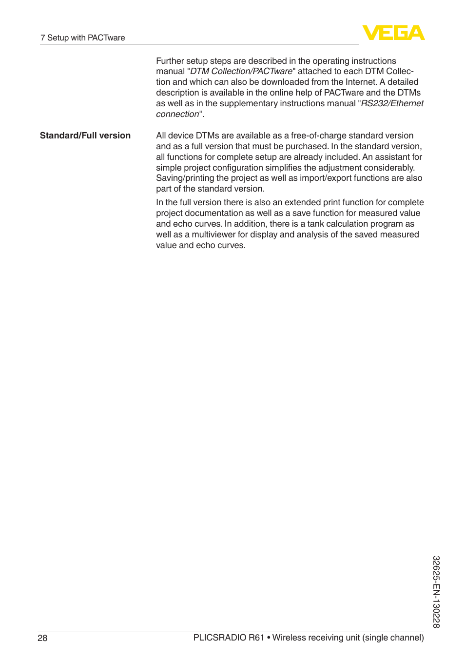 VEGA PLICSRADIO R61 Wireless receiving unit User Manual | Page 28 / 40