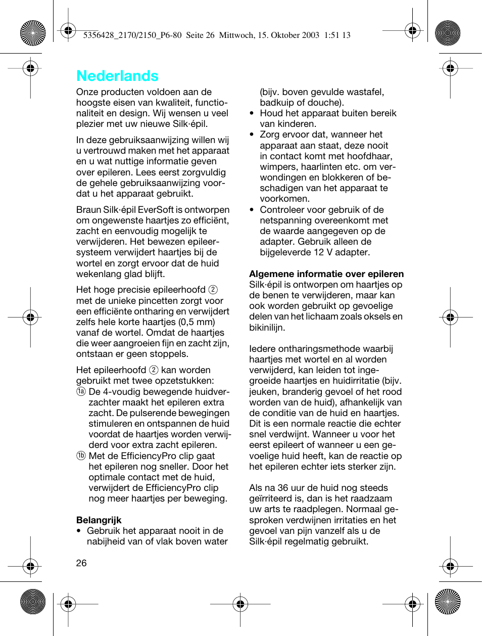 Nedelands, Nederlands | Braun TYPE 5316 User Manual | Page 25 / 76