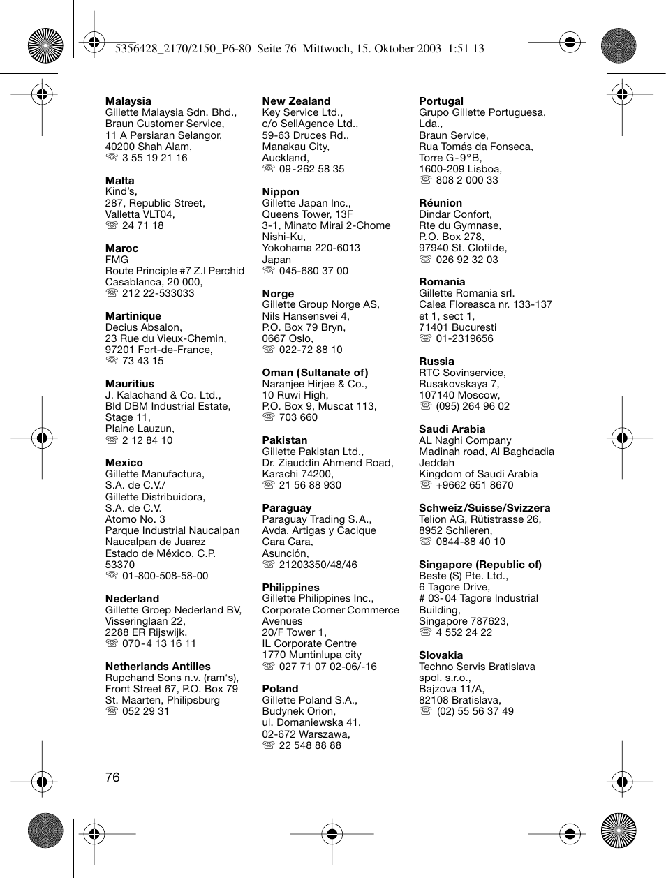 Braun TYPE 5316 User Manual | Page 75 / 76