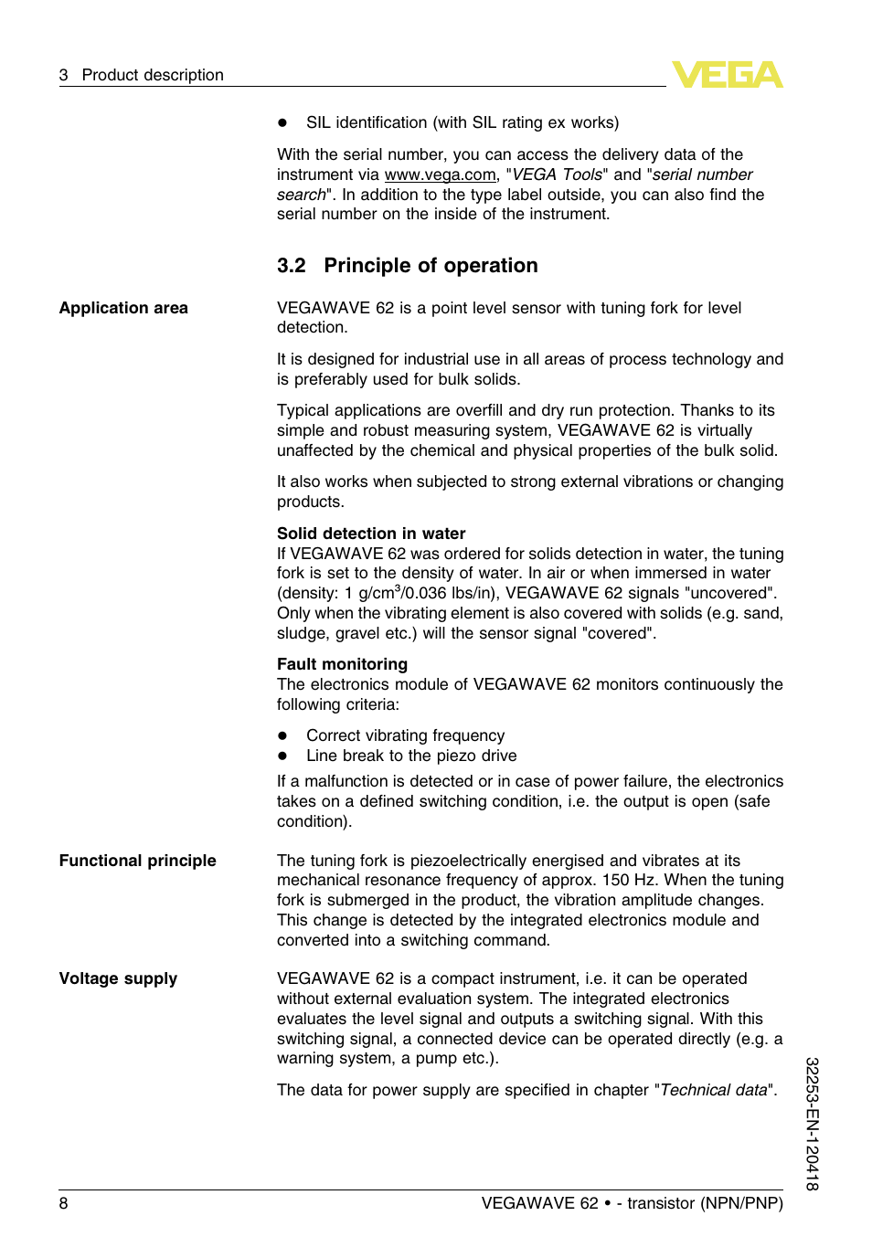 2 principle of operation | VEGA VEGAWAVE 62 - transistor (NPN-PNP) User Manual | Page 8 / 36