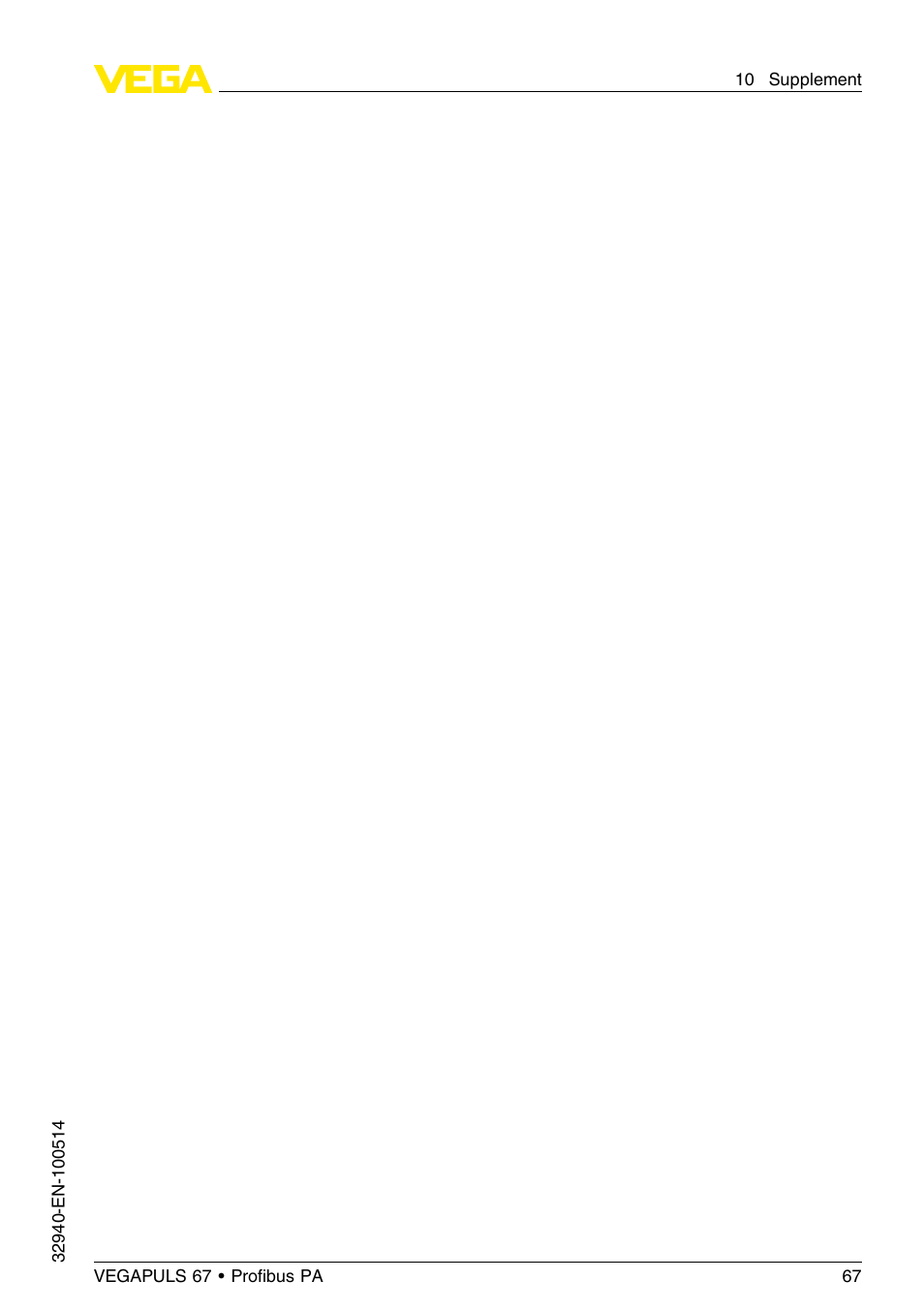 VEGA VEGAPULS 67 (≥ 2.0.0 - ≤ 3.8) Proﬁbus PA User Manual | Page 67 / 68