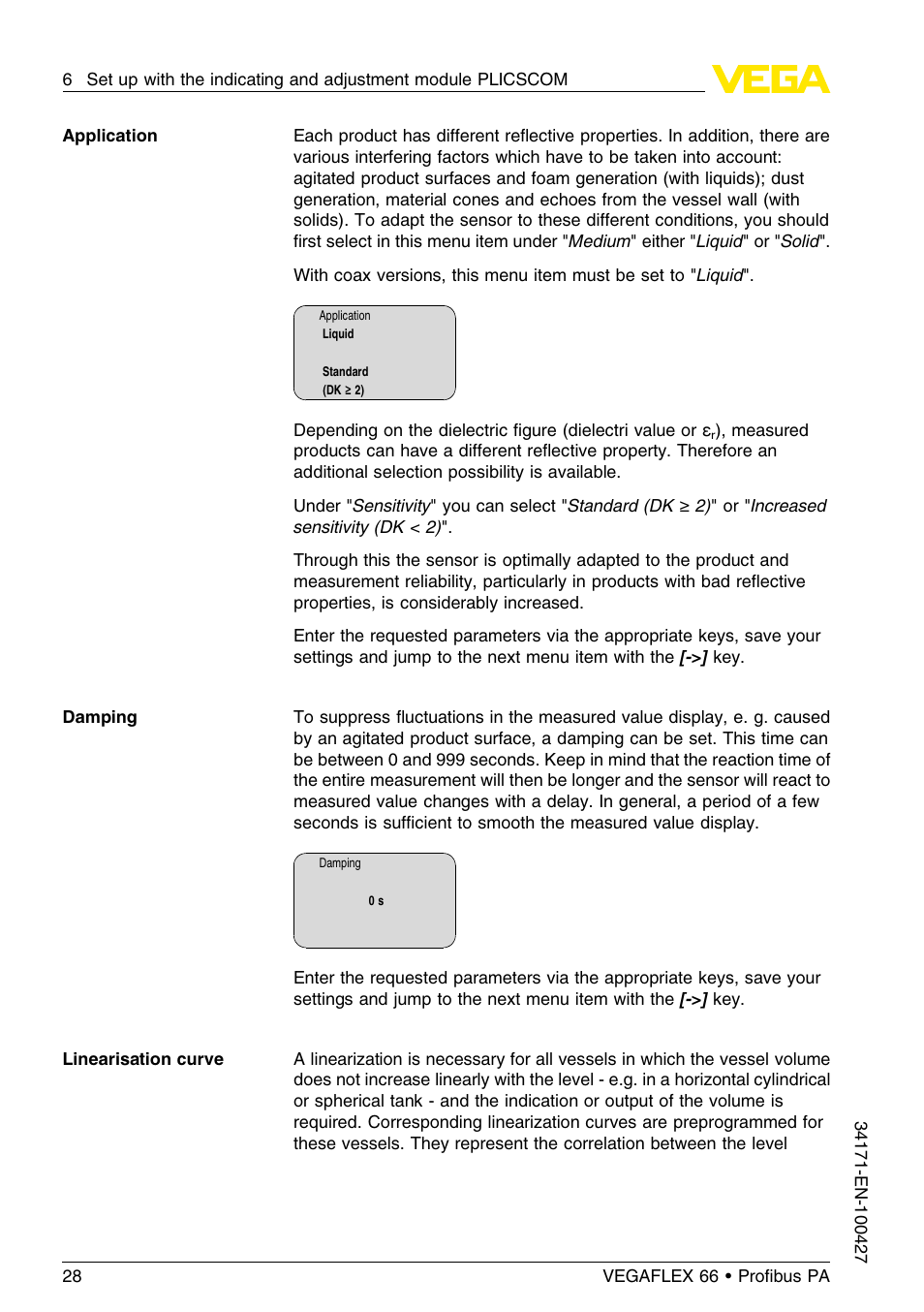 VEGA VEGAFLEX 66 (-20…+250°C) Profibus PA User Manual | Page 28 / 64