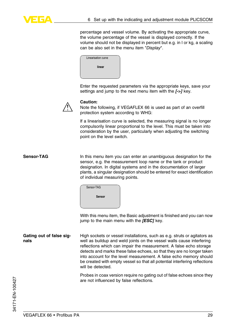 VEGA VEGAFLEX 66 (-20…+250°C) Profibus PA User Manual | Page 29 / 64