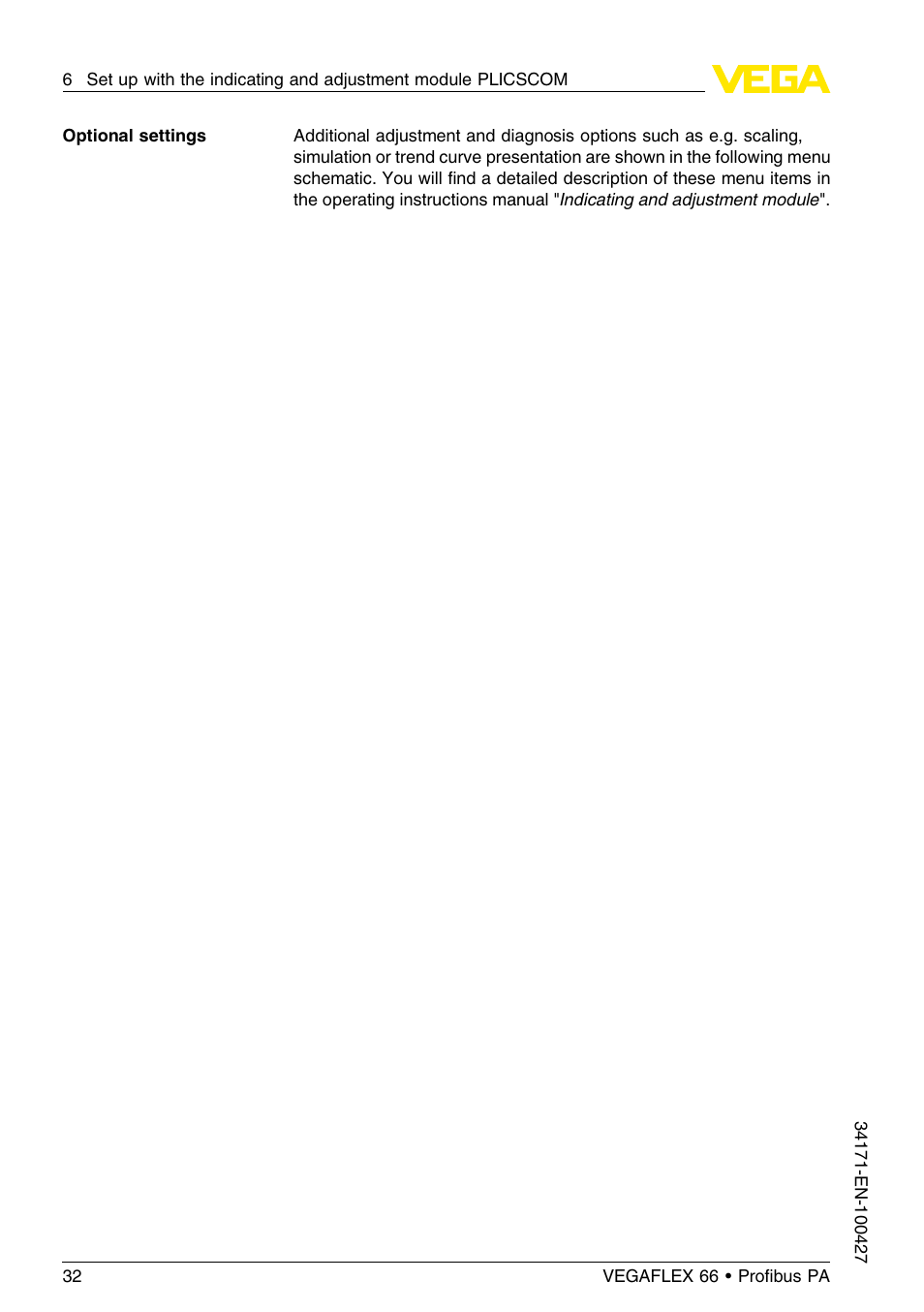 VEGA VEGAFLEX 66 (-20…+250°C) Profibus PA User Manual | Page 32 / 64