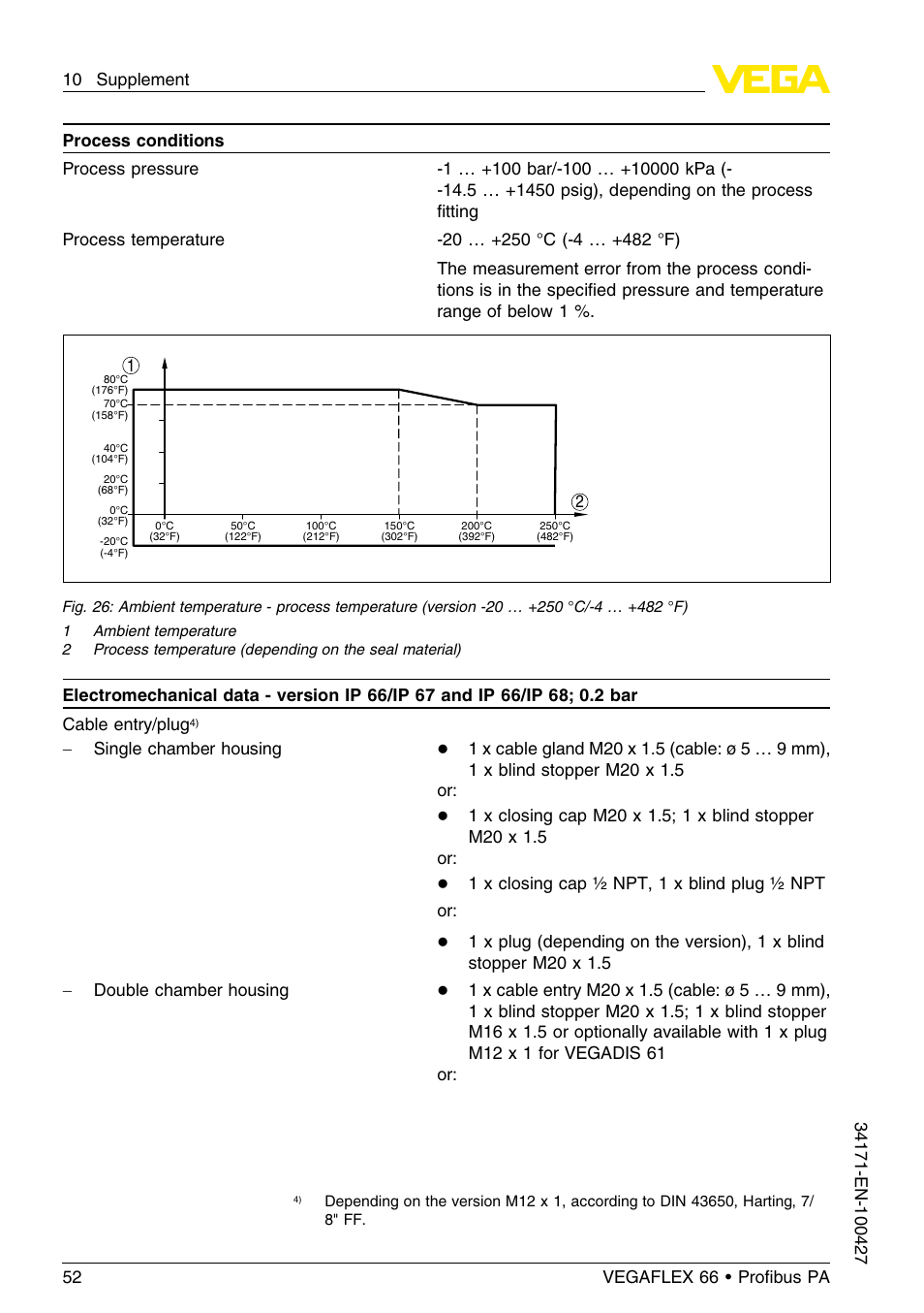 VEGA VEGAFLEX 66 (-20…+250°C) Profibus PA User Manual | Page 52 / 64