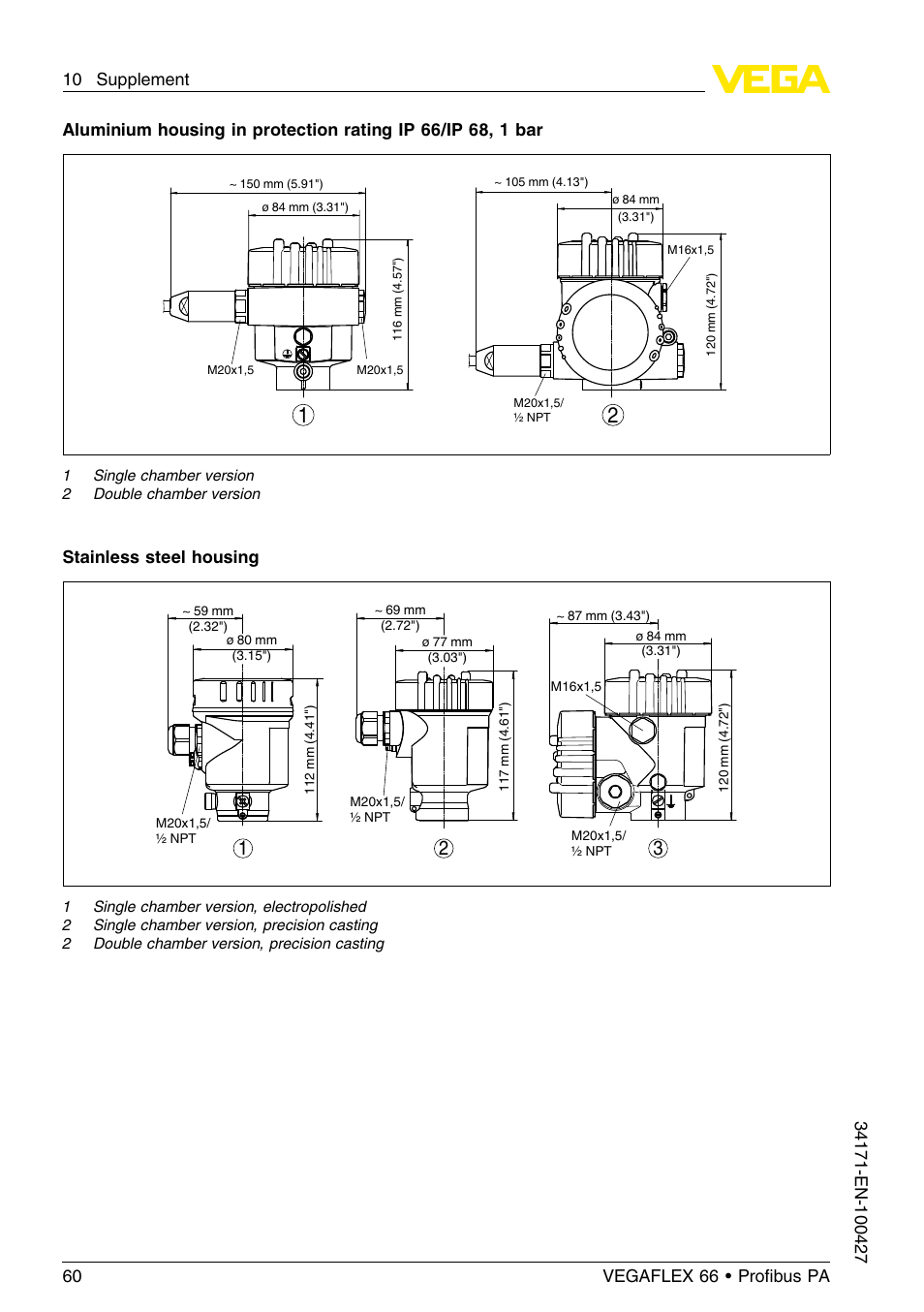 VEGA VEGAFLEX 66 (-20…+250°C) Profibus PA User Manual | Page 60 / 64