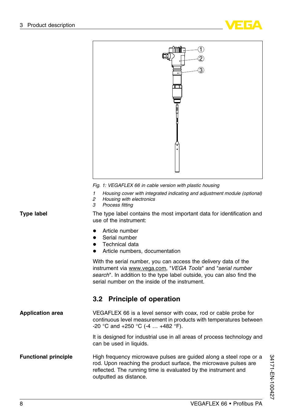 2 principle of operation | VEGA VEGAFLEX 66 (-20…+250°C) Profibus PA User Manual | Page 8 / 64
