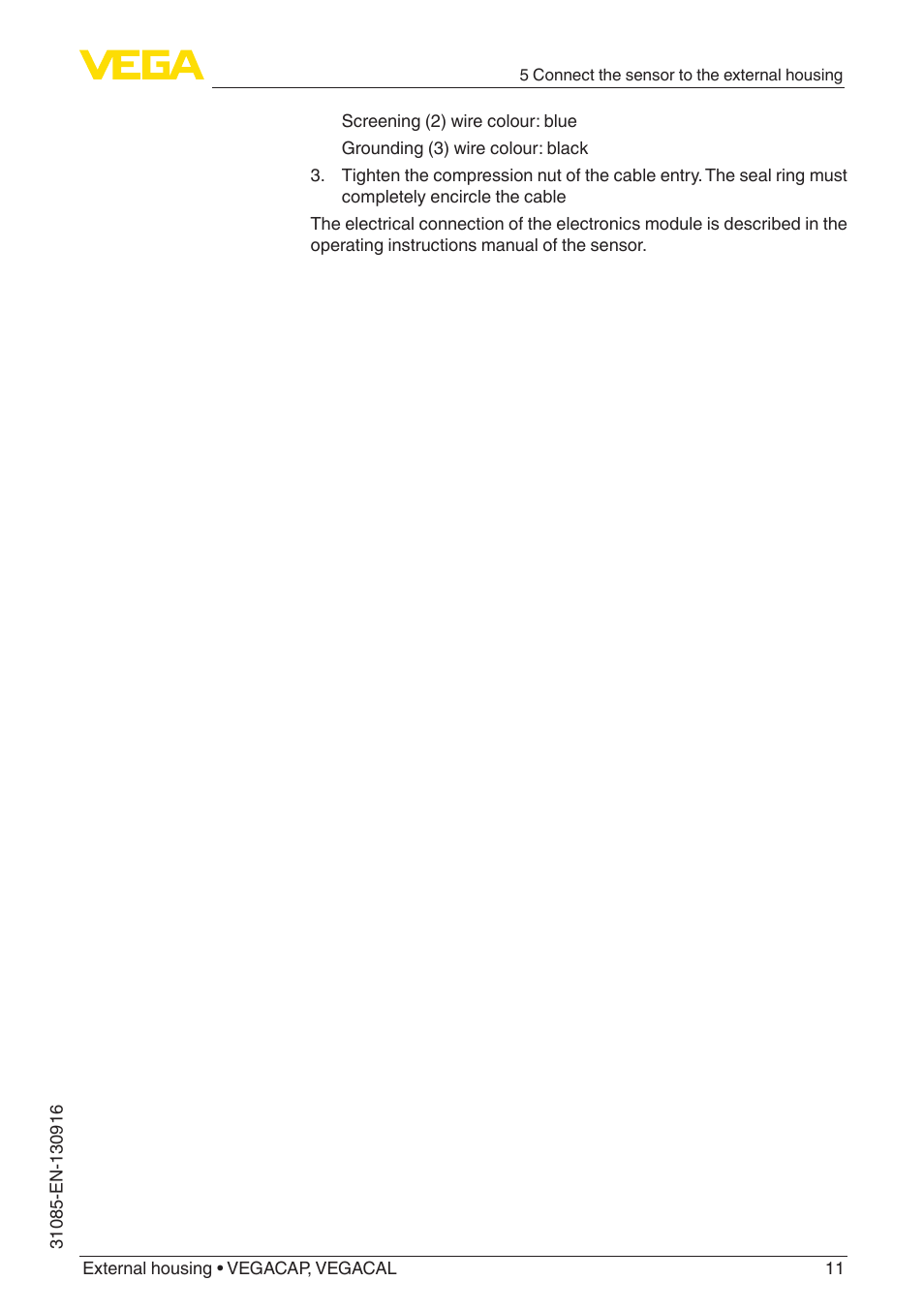 VEGA VEGACAL External housing User Manual | Page 11 / 20