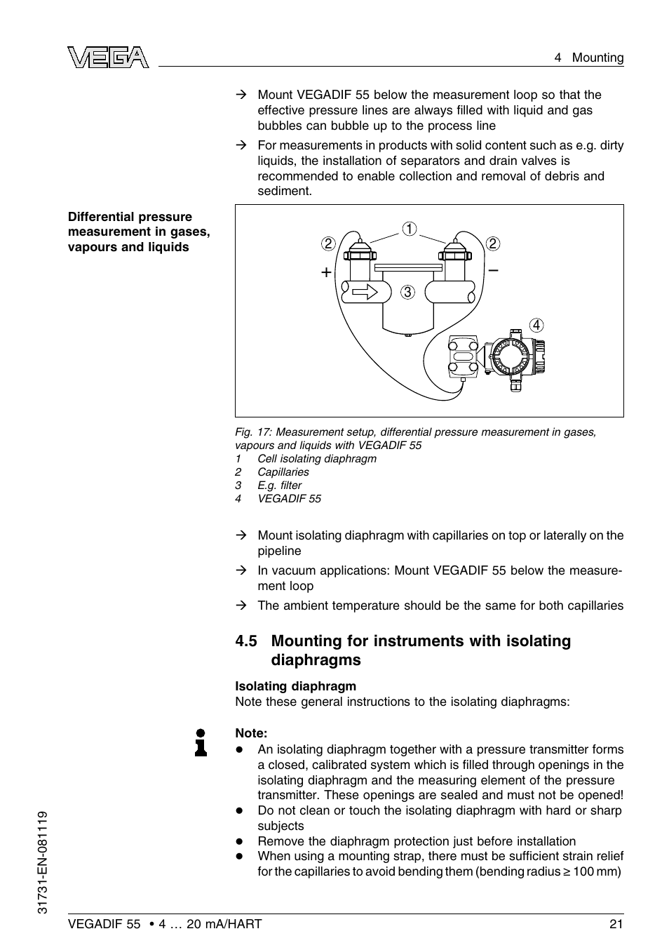 VEGA VEGADIF 55 4 … 20 mA_HART User Manual | Page 21 / 84