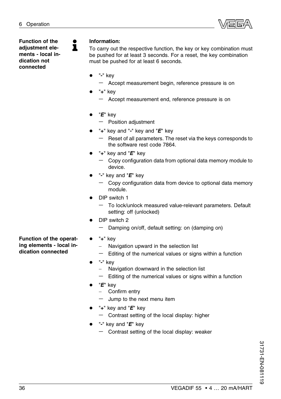 VEGA VEGADIF 55 4 … 20 mA_HART User Manual | Page 36 / 84