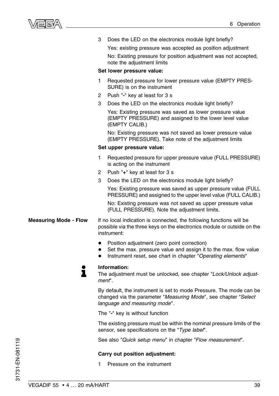 VEGA VEGADIF 55 4 … 20 mA_HART User Manual | Page 39 / 84
