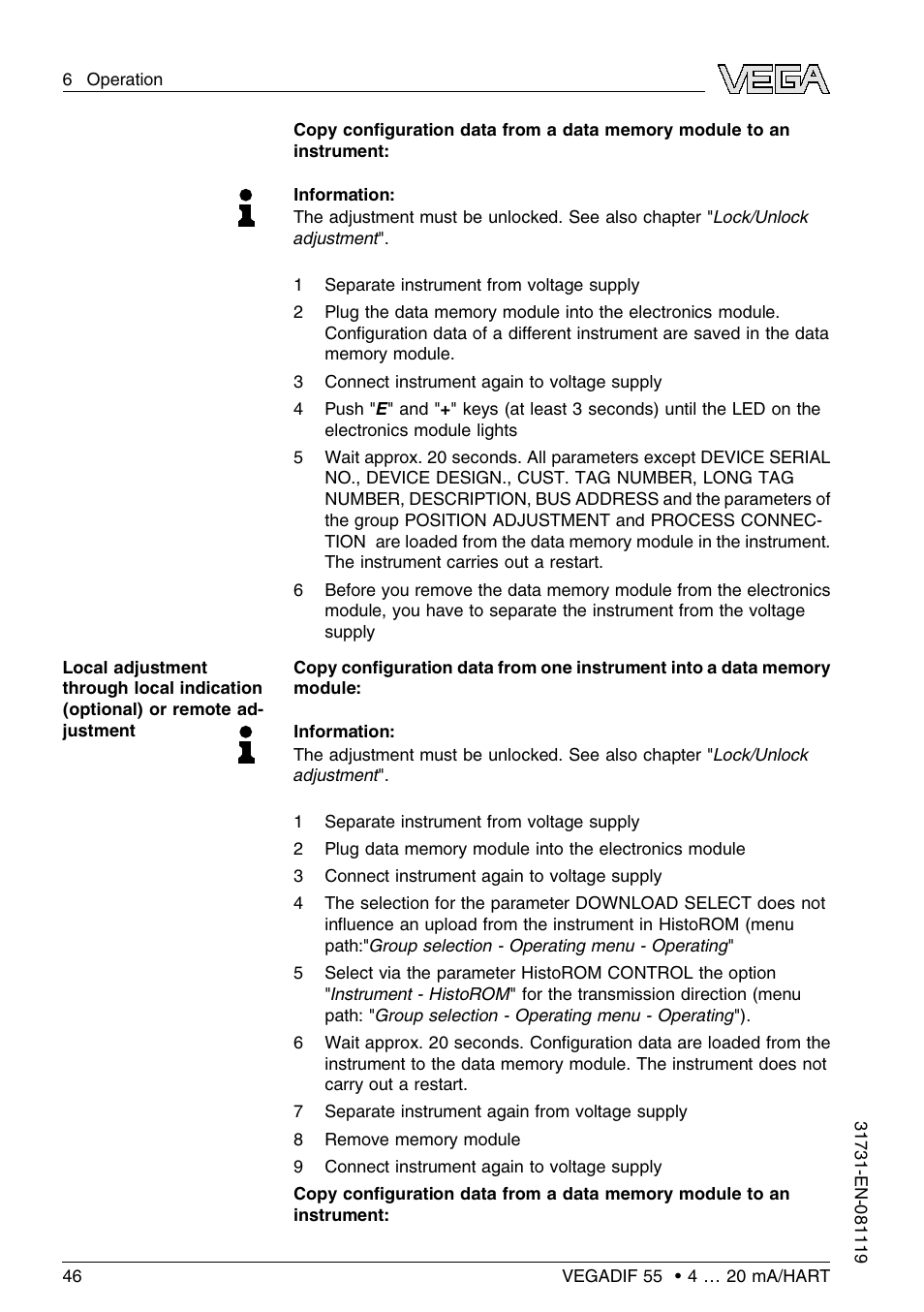 VEGA VEGADIF 55 4 … 20 mA_HART User Manual | Page 46 / 84