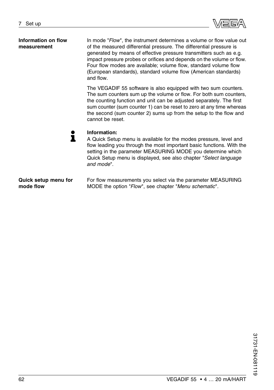 VEGA VEGADIF 55 4 … 20 mA_HART User Manual | Page 62 / 84
