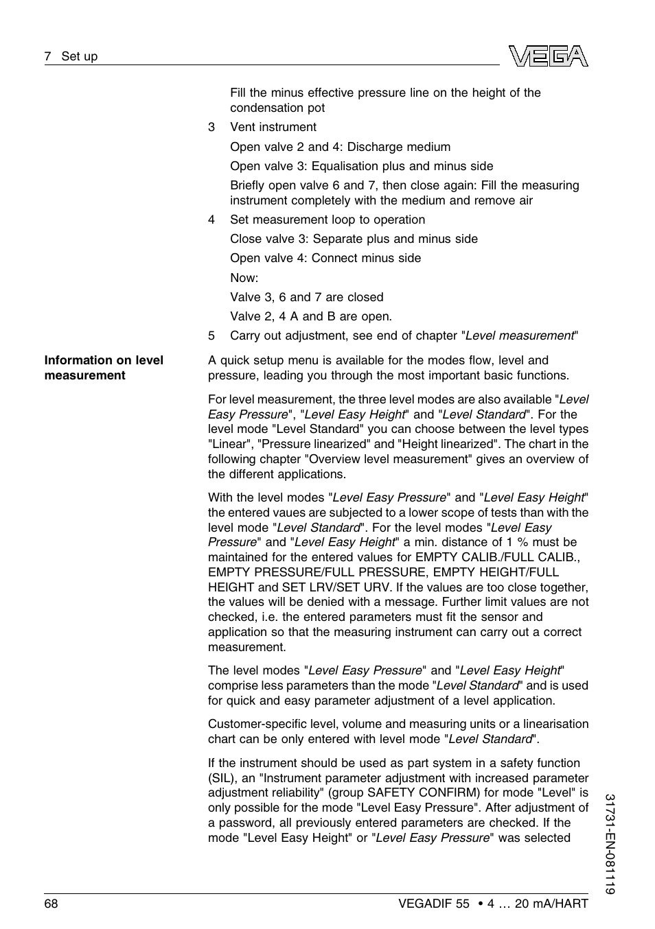 VEGA VEGADIF 55 4 … 20 mA_HART User Manual | Page 68 / 84