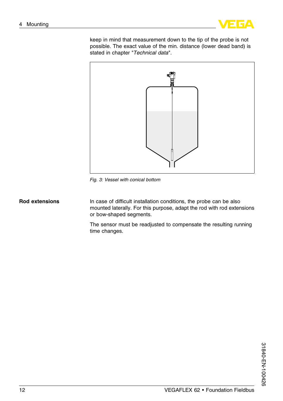 VEGA VEGAFLEX 62 Foundation Fieldbus User Manual | Page 12 / 64