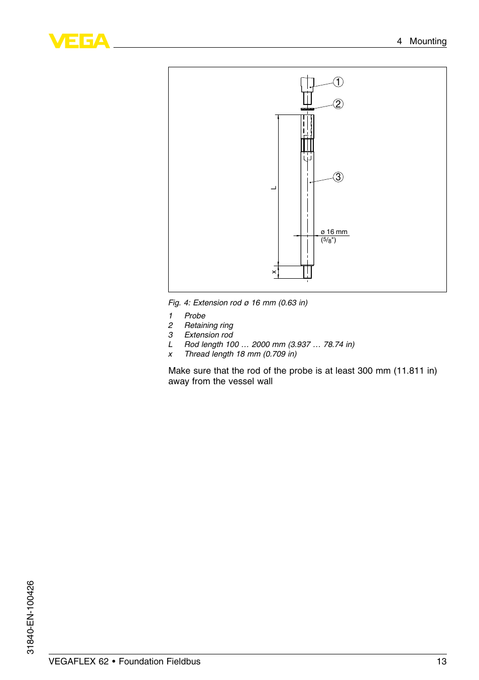 VEGA VEGAFLEX 62 Foundation Fieldbus User Manual | Page 13 / 64