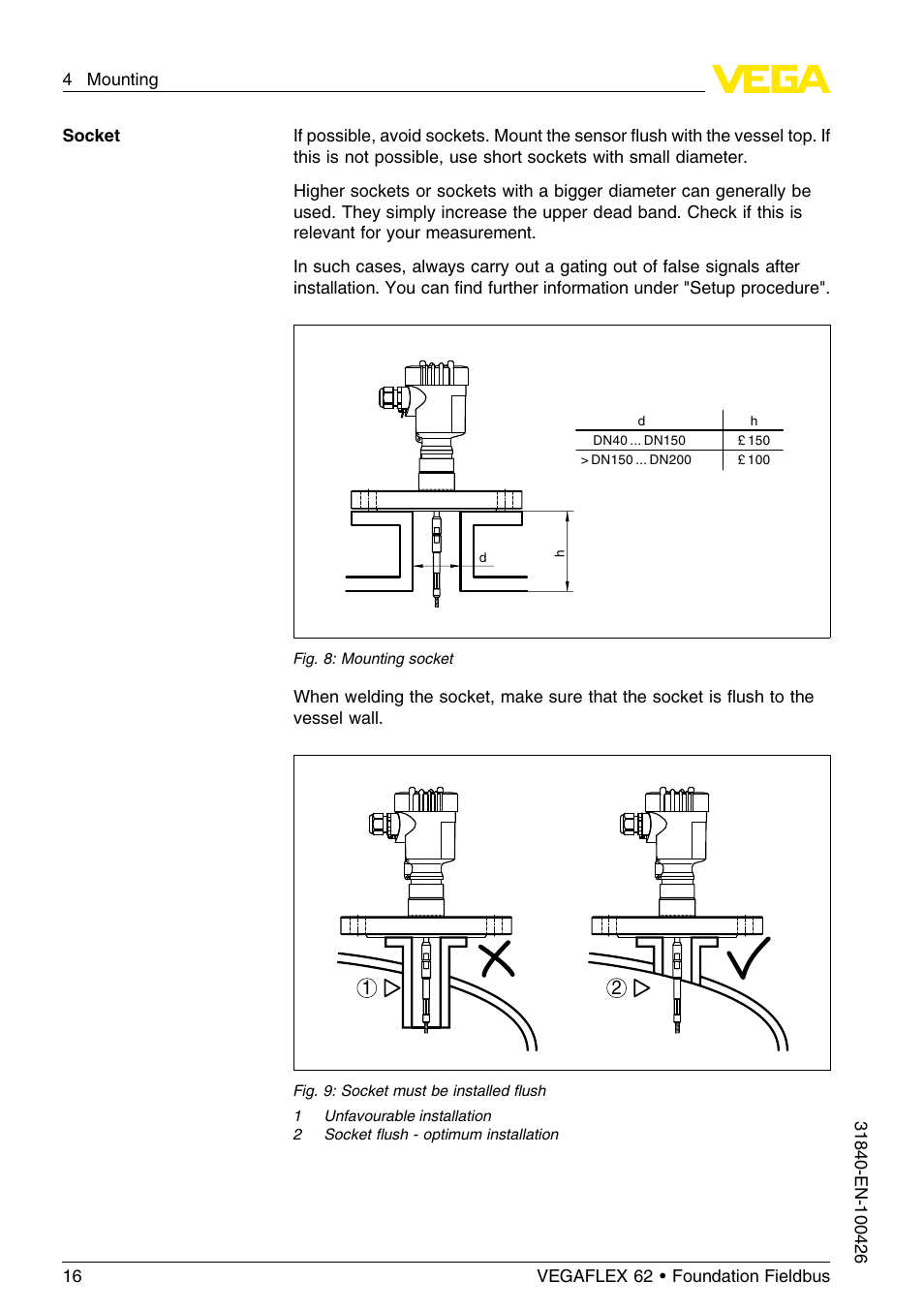 VEGA VEGAFLEX 62 Foundation Fieldbus User Manual | Page 16 / 64