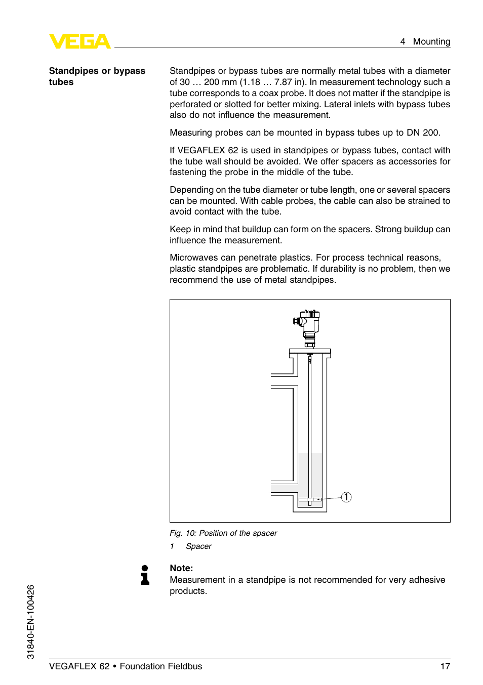 VEGA VEGAFLEX 62 Foundation Fieldbus User Manual | Page 17 / 64