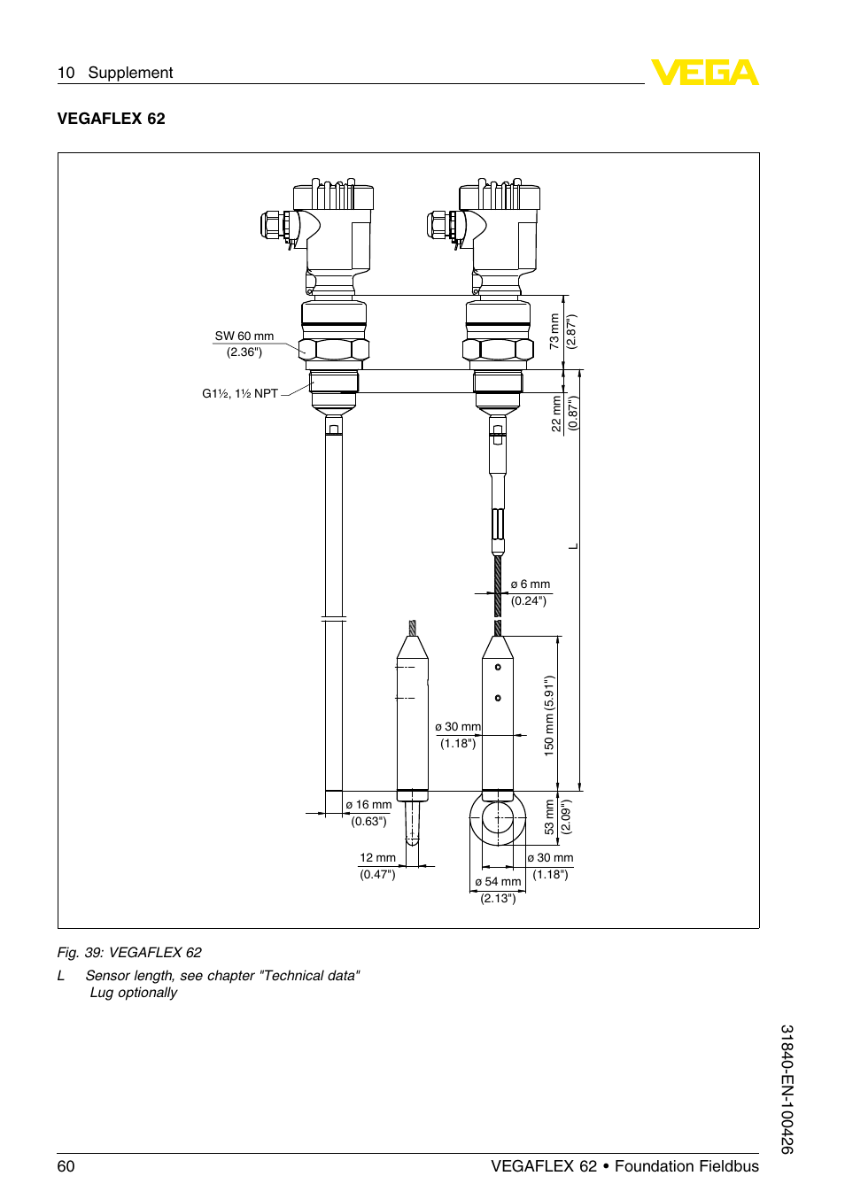 Vegaflex 62 | VEGA VEGAFLEX 62 Foundation Fieldbus User Manual | Page 60 / 64