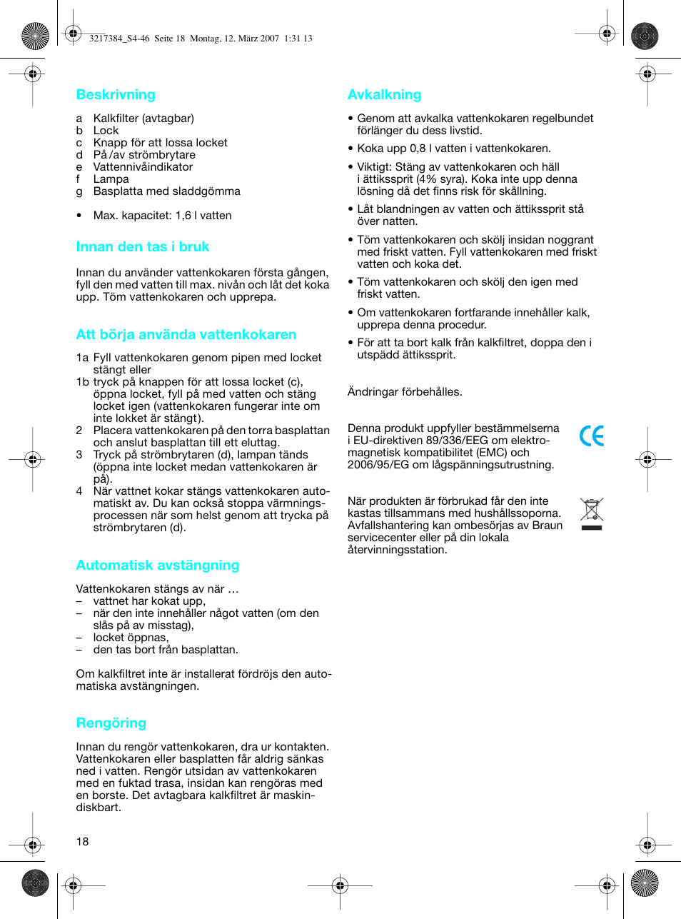 Braun WK 210 SAHARA User Manual | Page 18 / 46