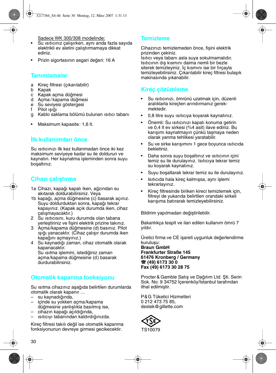 Braun WK 210 SAHARA User Manual | Page 30 / 46