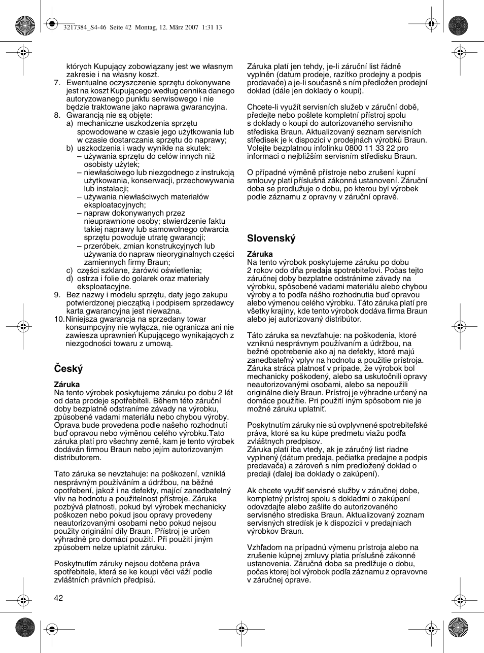 Braun WK 210 SAHARA User Manual | Page 42 / 46