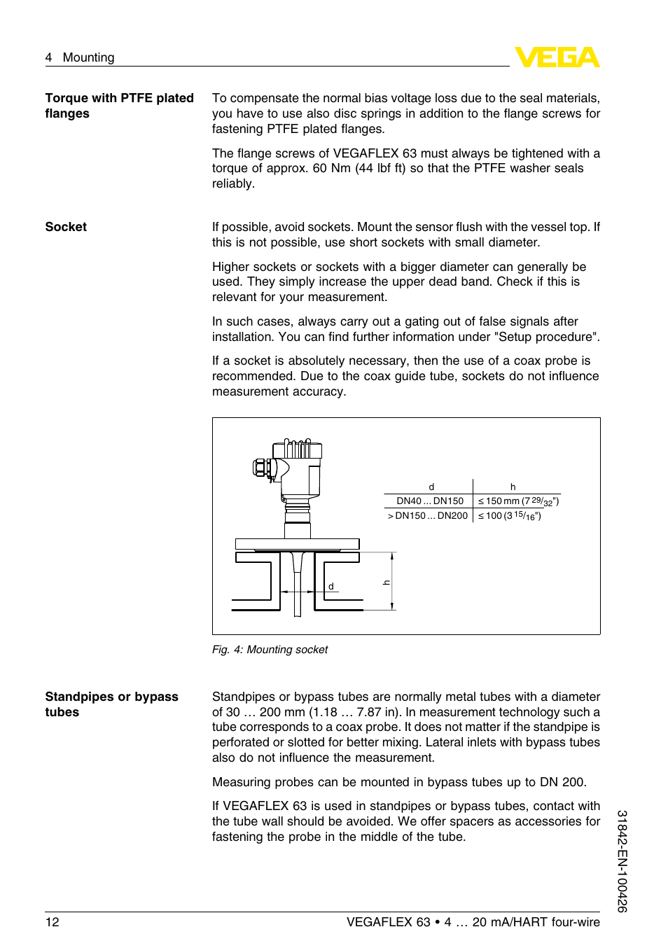 VEGA VEGAFLEX 63 4 … 20 mA_HART four-wire User Manual | Page 12 / 56