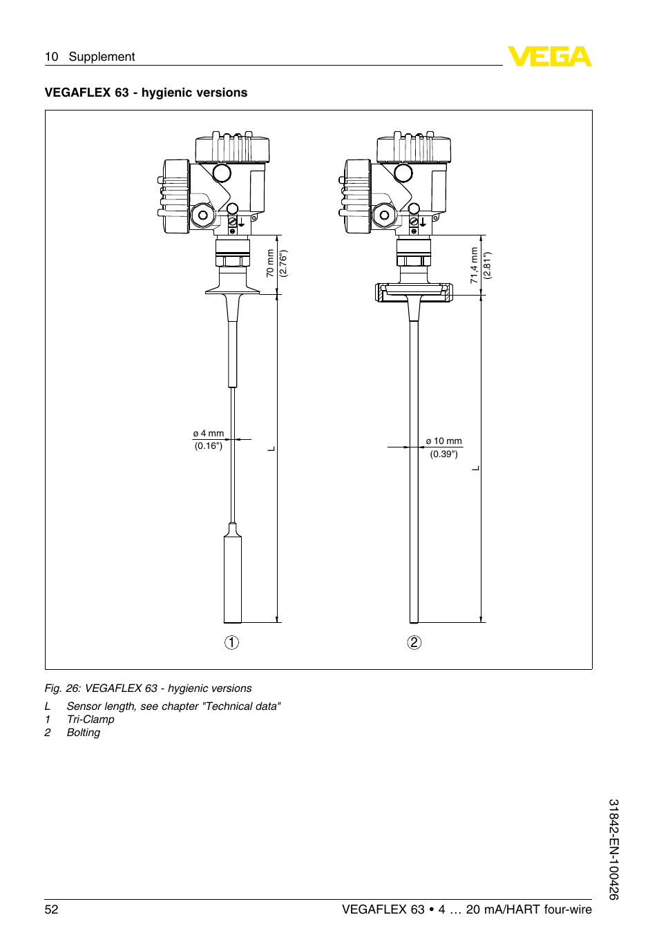 VEGA VEGAFLEX 63 4 … 20 mA_HART four-wire User Manual | Page 52 / 56