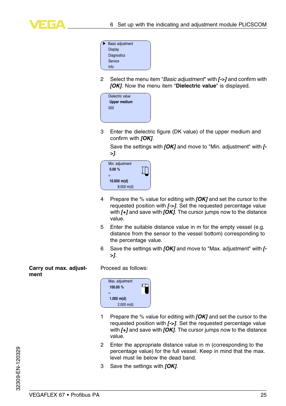 VEGA VEGAFLEX 67 (-20…+250°C) Profibus PA User Manual | Page 25 / 64