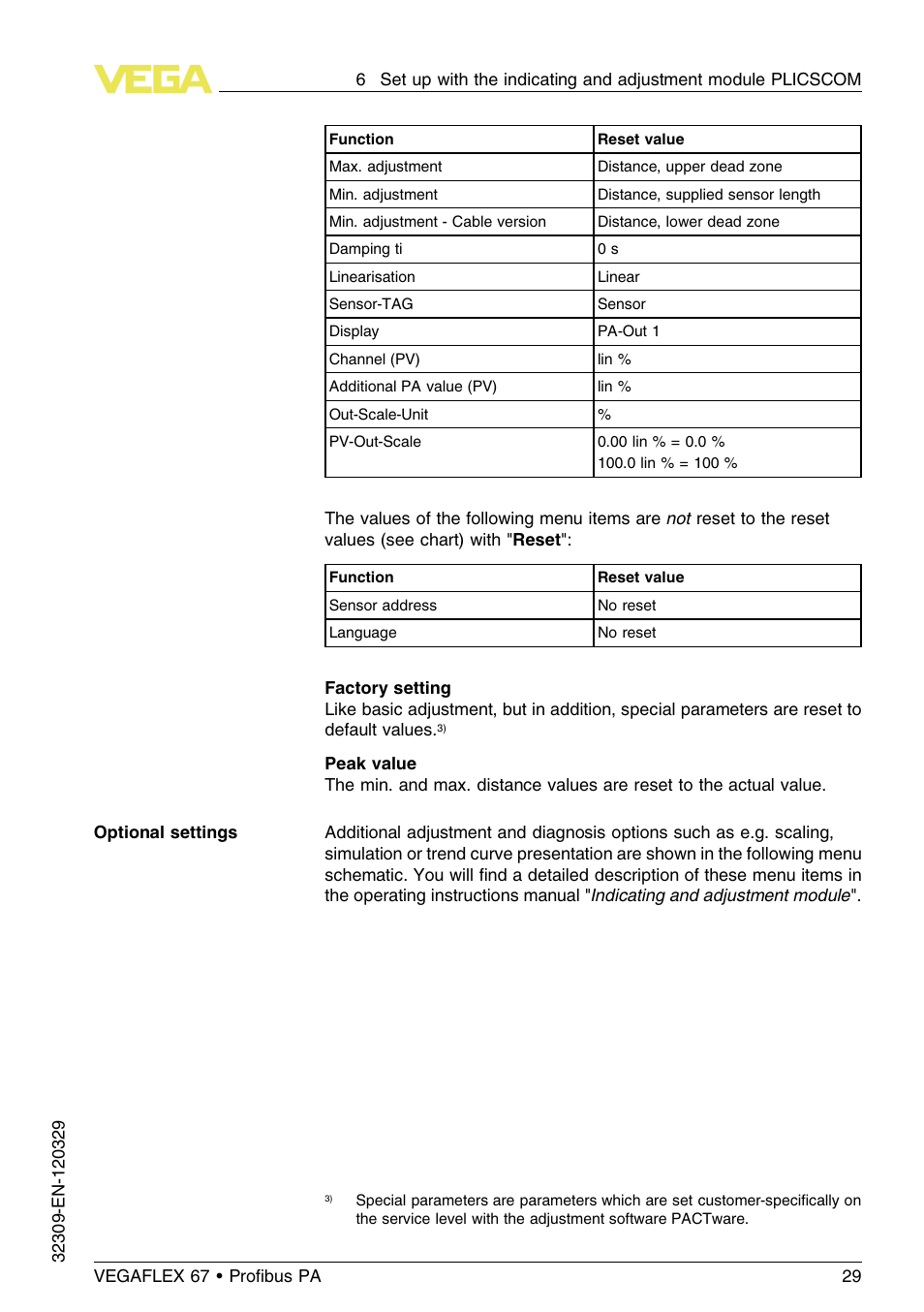 VEGA VEGAFLEX 67 (-20…+250°C) Profibus PA User Manual | Page 29 / 64