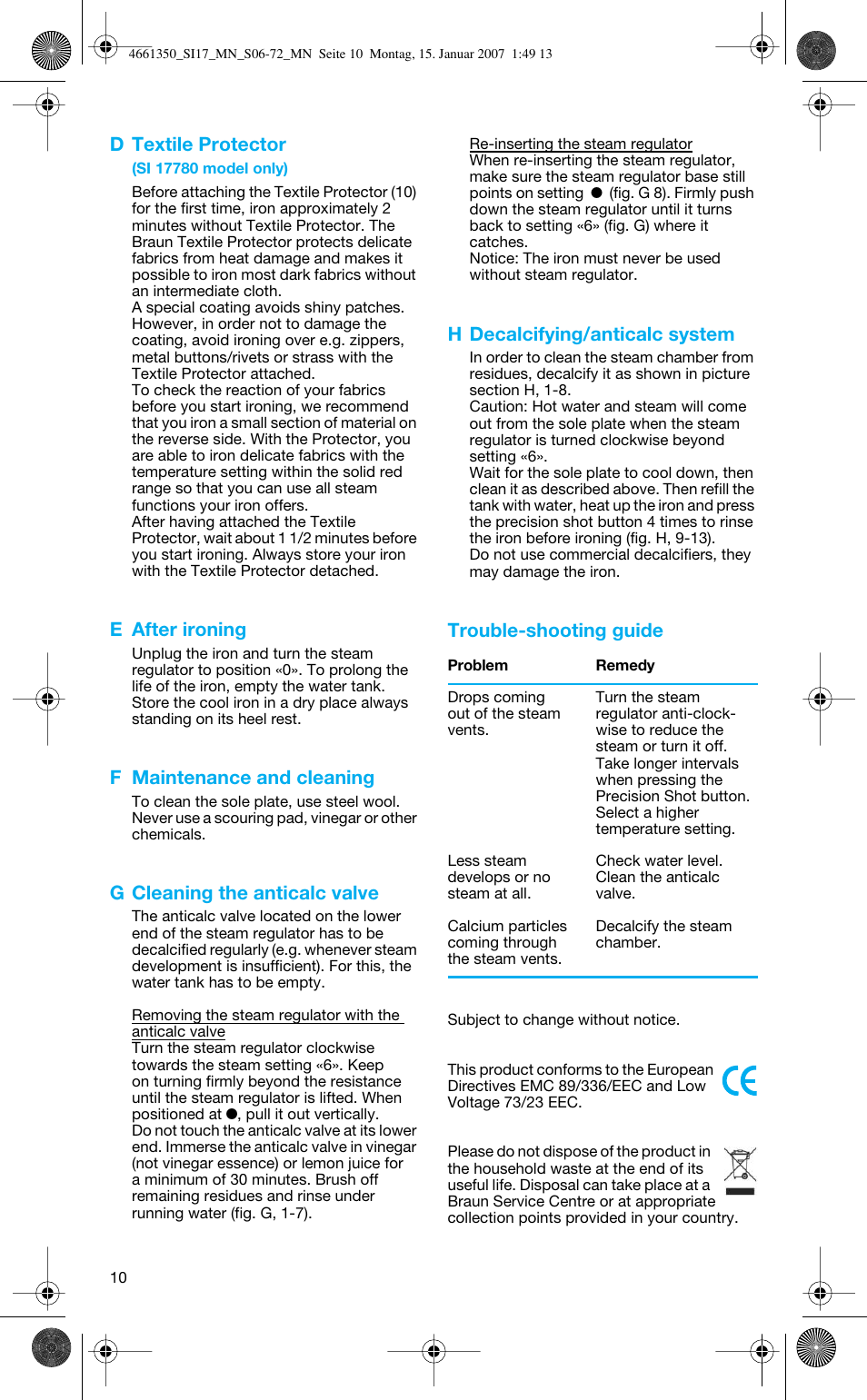 Braun SI 710 17610 PROSTYLE CONTROL User Manual | Page 10 / 70