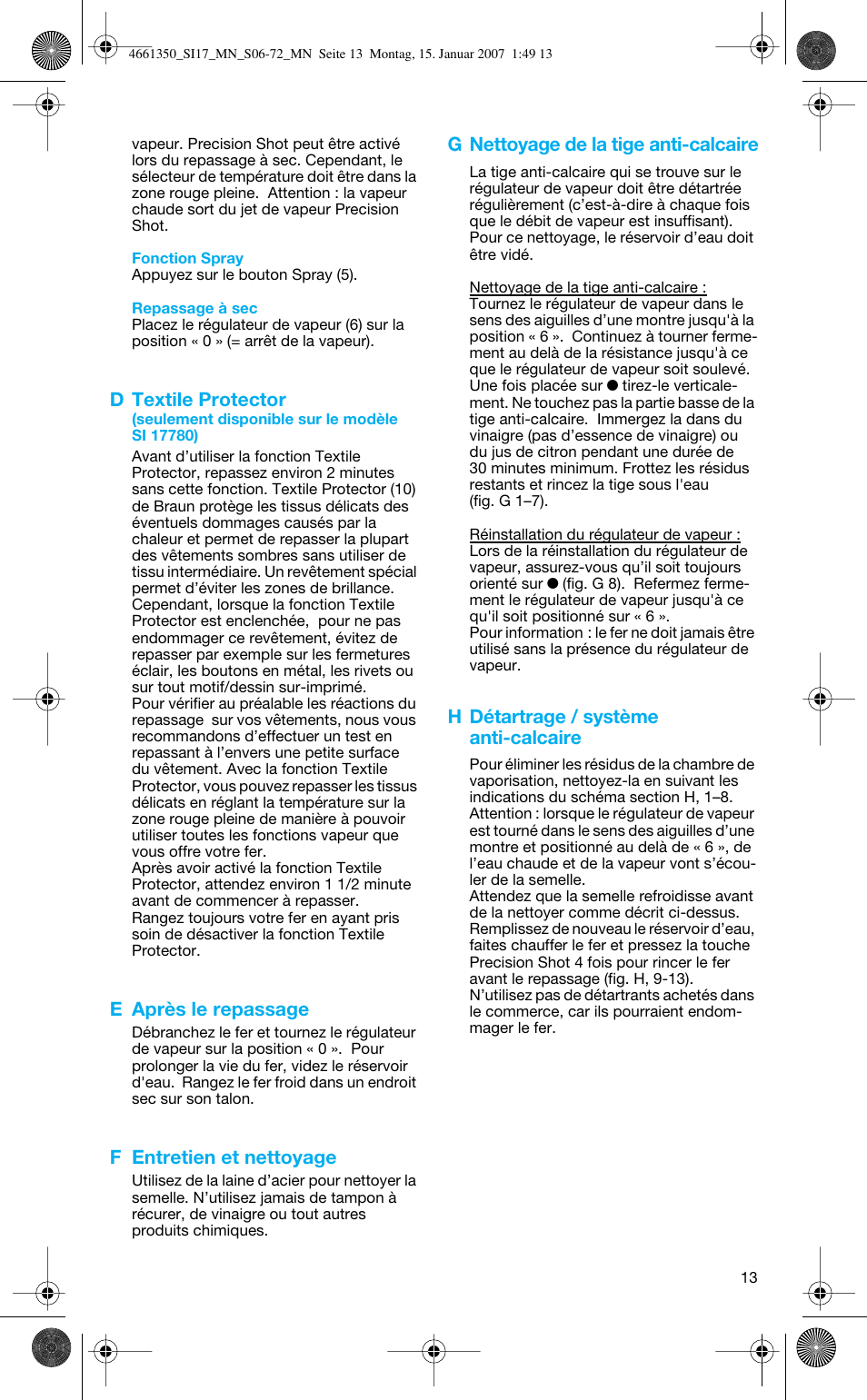 Braun SI 710 17610 PROSTYLE CONTROL User Manual | Page 13 / 70