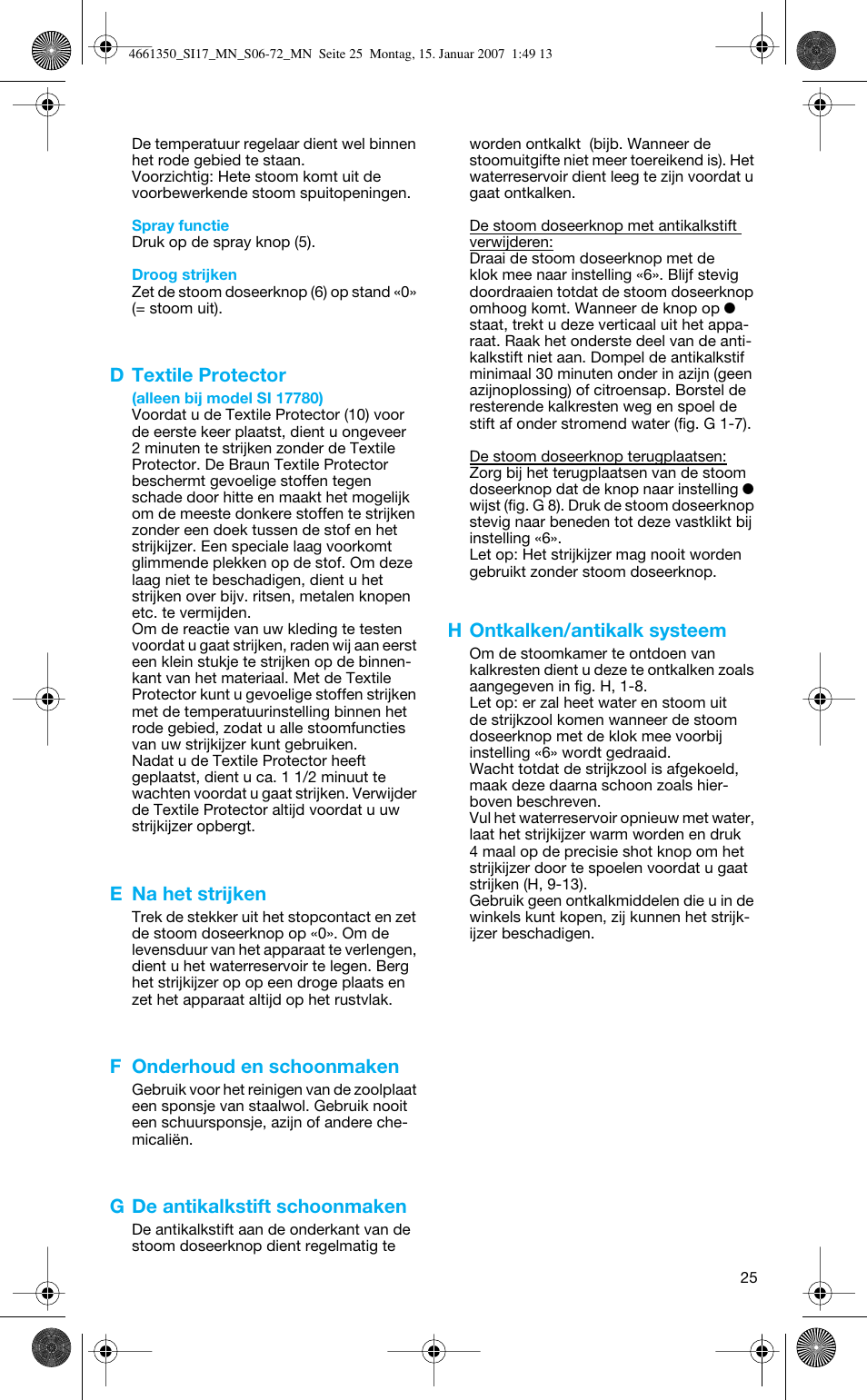 Braun SI 710 17610 PROSTYLE CONTROL User Manual | Page 25 / 70