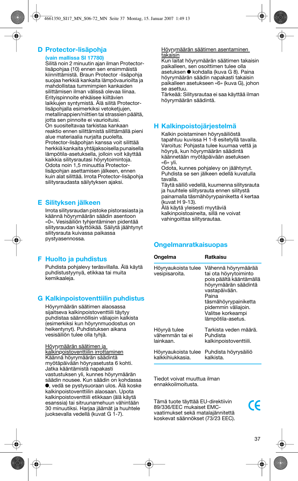 Braun SI 710 17610 PROSTYLE CONTROL User Manual | Page 37 / 70