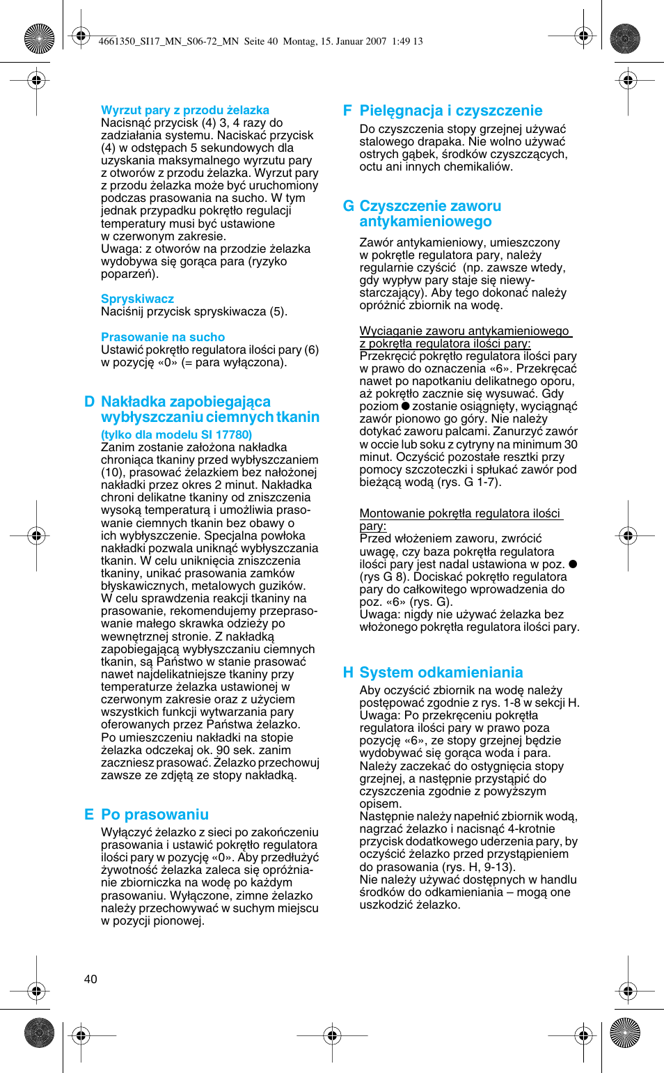 Braun SI 710 17610 PROSTYLE CONTROL User Manual | Page 40 / 70