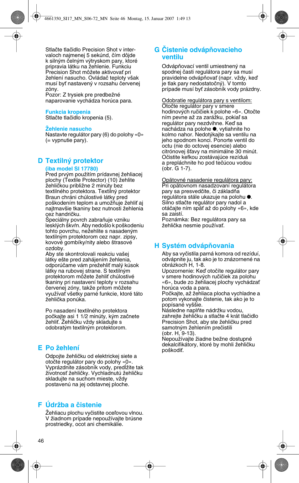 Braun SI 710 17610 PROSTYLE CONTROL User Manual | Page 46 / 70