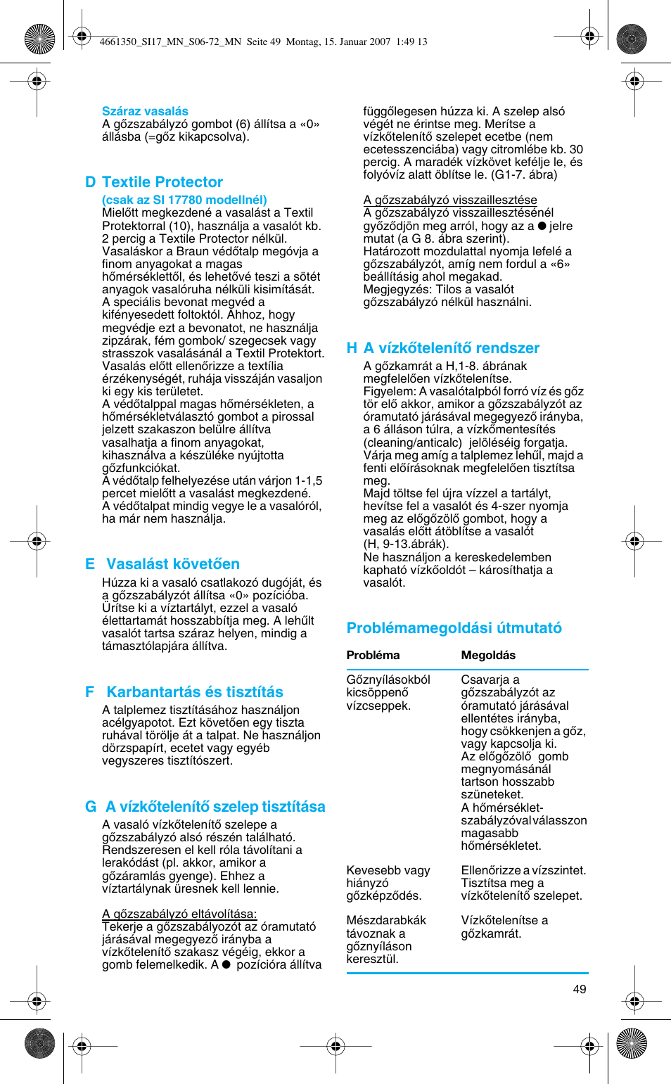 Braun SI 710 17610 PROSTYLE CONTROL User Manual | Page 49 / 70