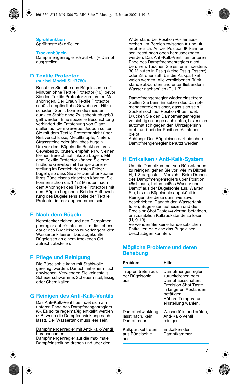 Braun SI 710 17610 PROSTYLE CONTROL User Manual | Page 7 / 70