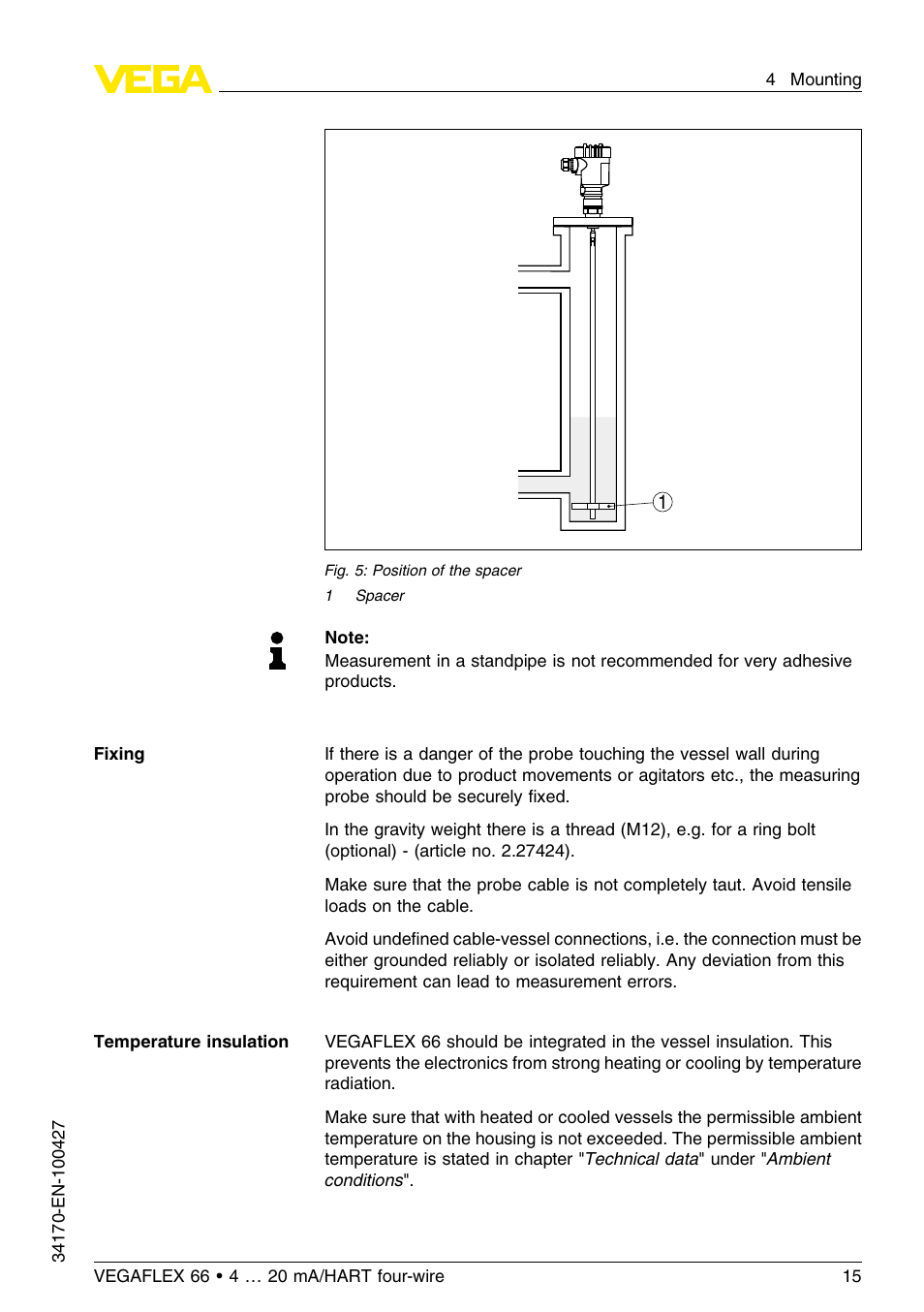 VEGA VEGAFLEX 66 (-20…+250°C) 4 … 20 mA_HART four-wire User Manual | Page 15 / 56