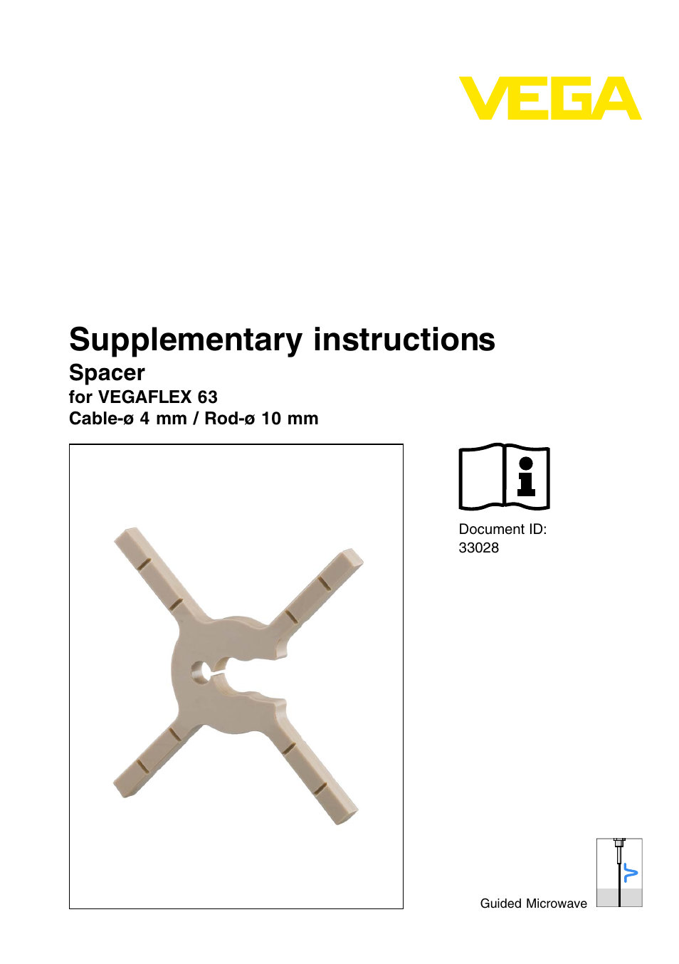 VEGA VEGAFLEX 63 Spacer Cable-ø 4 mm _ Rod-ø 10 mm User Manual | 8 pages