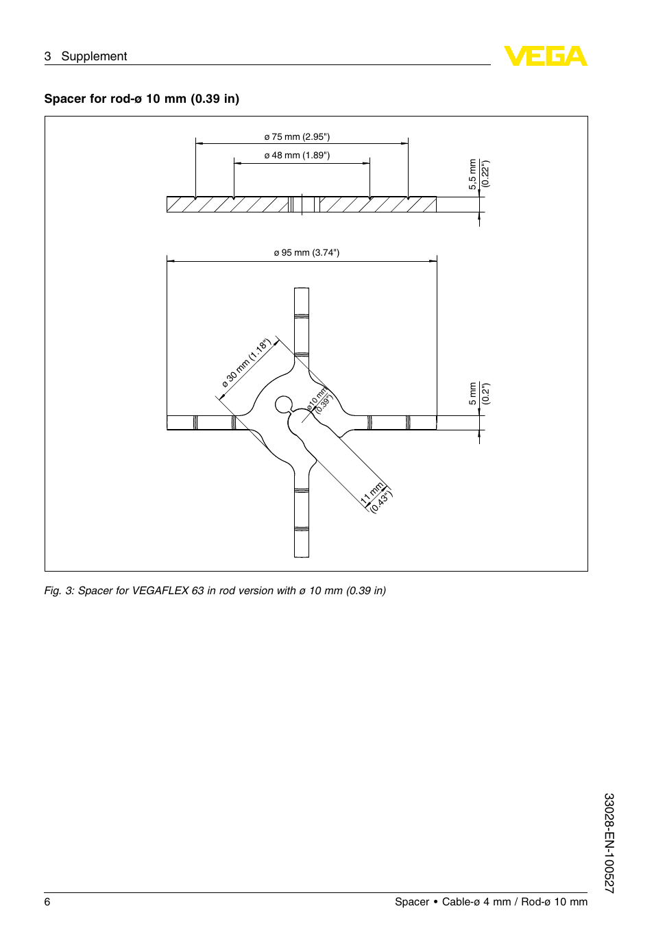 VEGA VEGAFLEX 63 Spacer Cable-ø 4 mm _ Rod-ø 10 mm User Manual | Page 6 / 8