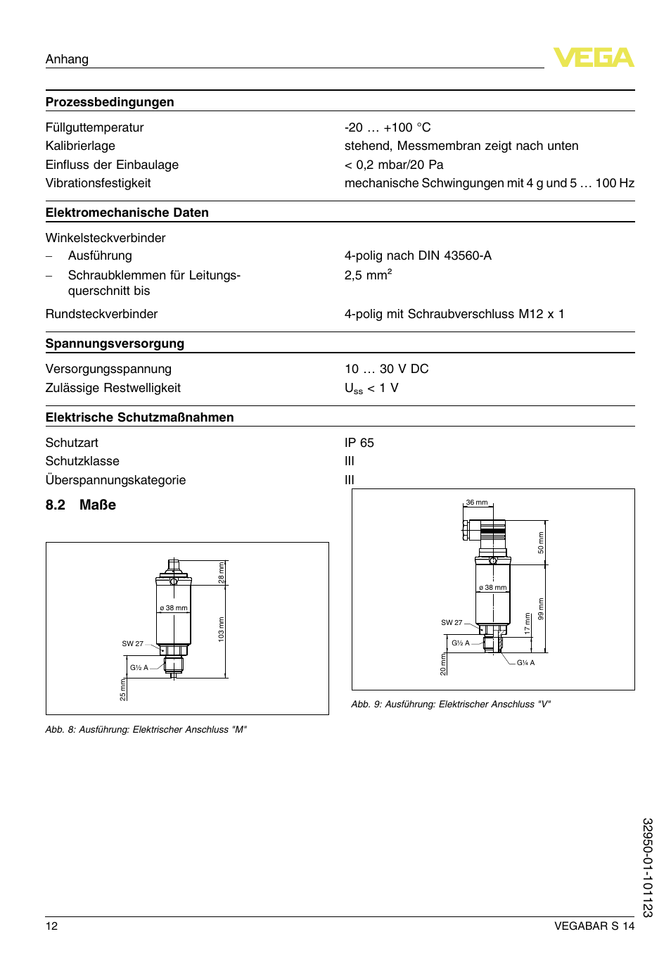 2 maße | VEGA VEGABAR S 14 User Manual | Page 12 / 52