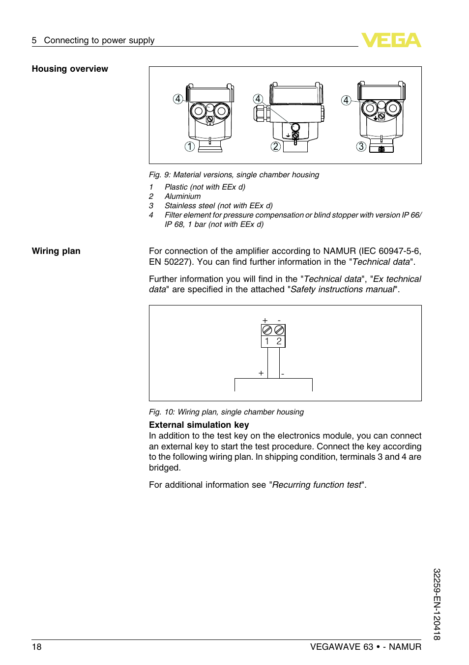 VEGA VEGAWAVE 63 - NAMUR User Manual | Page 18 / 40