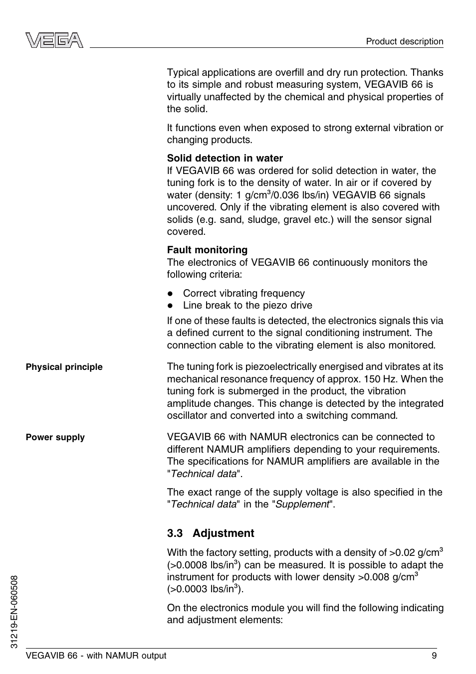 3 adjustment | VEGA VEGAVIB 66 - NAMUR User Manual | Page 9 / 40